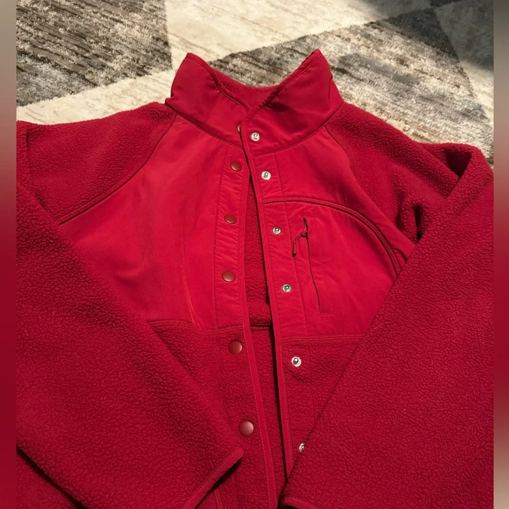 Red Gap Fit Fleece Button Up Jacket - Picture 2 of 5